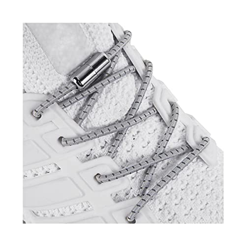 Elastic Shoe Laces - No Tie Shoelaces for All Adult and Kids Sneakers Fits Board Shoes and Casual Shoes (2 Pairs) - color: Gray Reflective