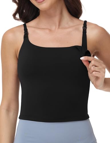 Foucome Nursing Tank Tops for Breastfeeding - color: Black, size: Medium