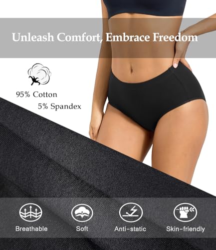 wirarpa Women's Cotton Underwear Full Coverage Cotton Briefs 5 Pack - color: Black-5p, size: Small