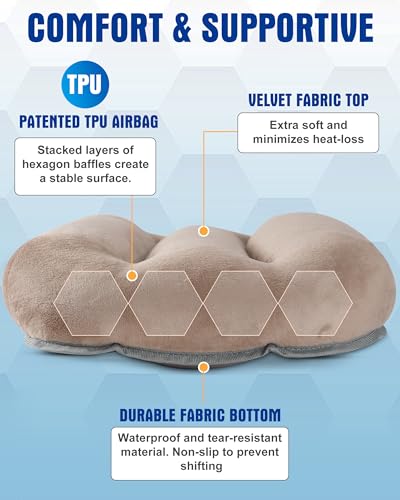 Inflatable Camping Pillow – Ultralight Compact Travel Pillow, Picnic-Brown - color: Brown