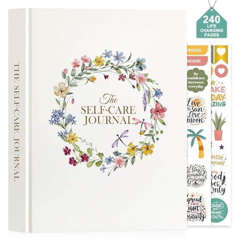 Lanpn Self Care Journal for Women, Self Love Guided Journals with Prompts, Daily Reflection Wellness & Gratitude Planner, 5 Minute Mental Health Notebook, Mood Mindfulness Log, 240 Pages - color: Wreath