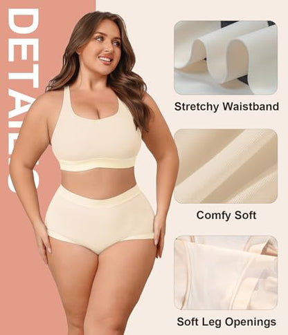 Lastshe Womens Plus Size Seamless Underwear High Waisted Ladies Panty Full Coverage Comfortable Briefs 4 Pack - color: 01 Black4 (4 Pack), size: 4X