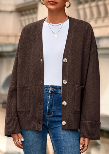 PRETTYGARDEN Women's Winter Oversized Cardigan Sweaters - color: Brown, size: Medium