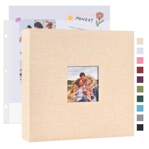 Mublalbum 12x12 Inch 3 Ring DIY Scrapbook Photo Album 40 Pages, Beige - color: Beige, size: 12x12 Inch 40 Pages