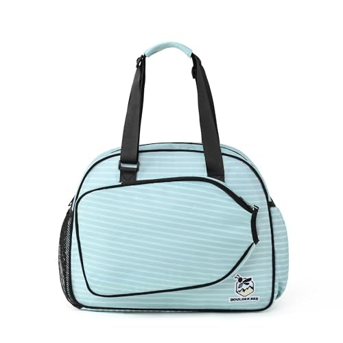 Boulder Bee Pickleball Tote Bag for Women with Paddle Holder - color: Green stripe