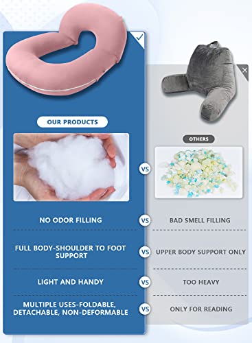 INSEN Reading Pillow, Back Pillow for Sitting in Bed and Couch - color: Pink, size: 45in