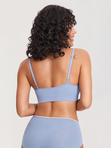 MOMANDA Ribbed Nursing Bras for Breastfeeding - color: Moonlight Blue, size: Large