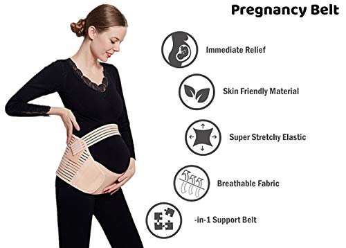 Pregnancy Belly Band 3-in-1 Elastic Maternity Support Reduce Pain - size: Large (Pack of 1)