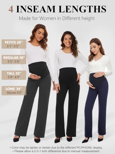 Tapata Women's Maternity Bootcut Dress Pants 28" 30" 32" 34" with Pockets Over Belly Pregnancy Work Pants Over-Bump Casual - color: Charcoal, size: Medium/28" Inseam