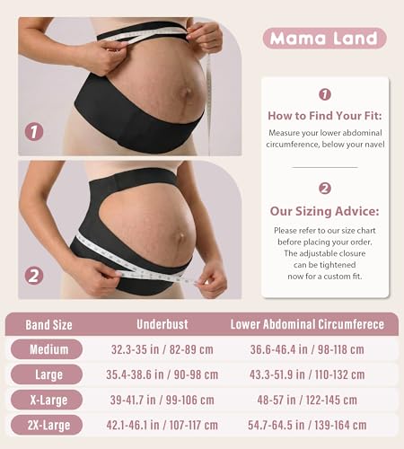 Mama Land Pregnancy Belly Band, One-Piece Maternity Support Belt - color: Black, size: Medium