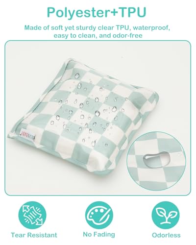 ALVA 3pcs Mess-Proof Travel Pouches,TSA Approved Toiletry Bag,Makeup Bag - color: Green grid