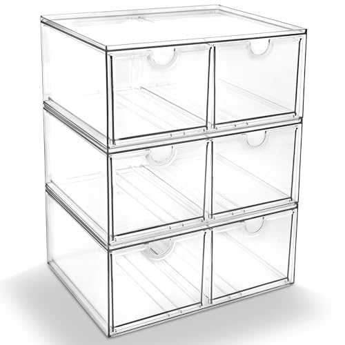 Prsildan 6 Small Drawers Stackable Storage Drawer Clear Acrylic Organizer - size: Stackable-6Drawers