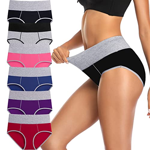 Annenmy Postpartum Underwear Women High Waisted Cotton Underwear Breathable C Section Panties Tummy Control Briefs - color: Black/Gray/Pink/Navy Blue/Purple/Red, size: Large