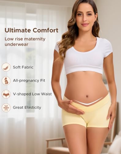 INNERSY Women's Maternity Underwear Cotton Pregnancy Boyshorts 4-Pack - color: Pastel, size: Medium