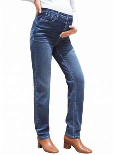 BLENCOT Womens Maternity Jeans Elastic Waist Stretch Pregnancy Denim Pants - color: Bluing, size: XX-Large
