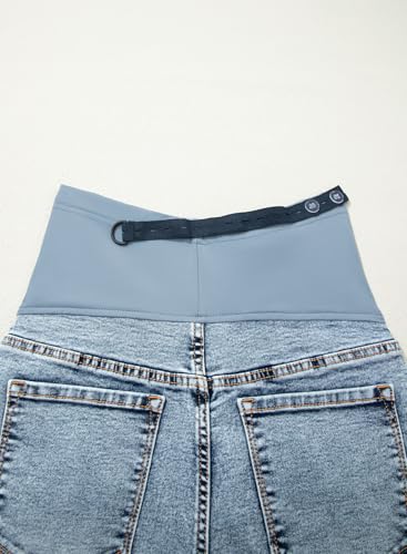 BLENCOT Maternity Jeans Over Belly Straight Leg Denim Pants with Pockets - color: Dusk Blue, size: Small