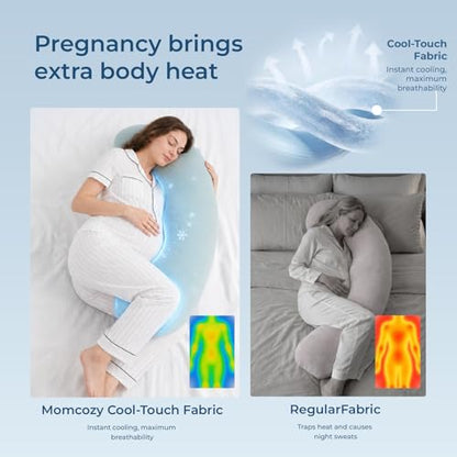 Momcozy J Shaped Cooling Pregnancy Pillow, Maternity Pillow for Sleeping - color: Upgrade-cool Blue