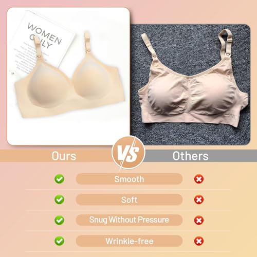 Nursing Bra for Breastfeeding,Maternity Bra Natural Shape,Nursing Sleep Bralette - color: Beige, size: Medium