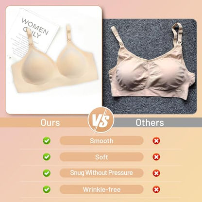 Nursing Bra for Breastfeeding,Maternity Bra Natural Shape,Nursing Sleep Bralette - color: Beige, size: XX-Large