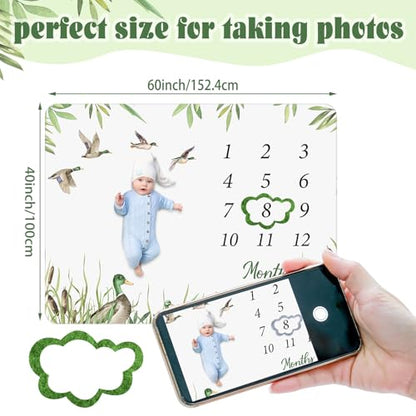Preboun Mallard Duck Baby Monthly Milestone Blanket 40"x60", Felt Marker