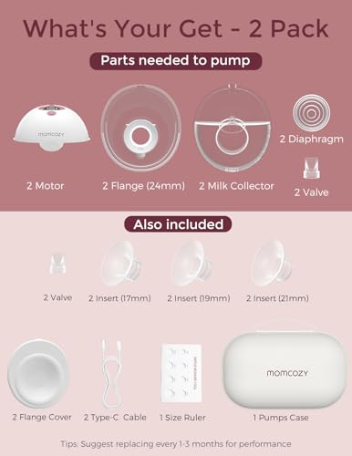 Momcozy M5 Smart APP Controlled Wearable Breast Pump, 2-Pack Cozy Red - size: M5-R2