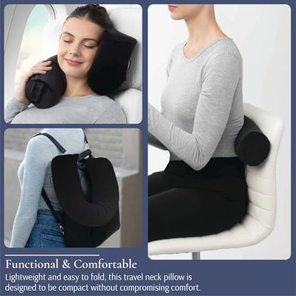 Brookstone Free Form Travel Pillow Lightweight Flexible Memory Foam Pillow - color: Black