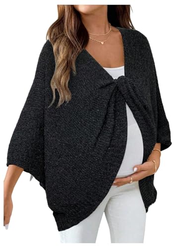 Milumia Women's Maternity Twist Front Sweater Oversized Pregnancy Cardigan - color: Black, size: X-Large