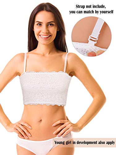 Boao 3 Pcs Lace Tube Bandeau - color: Black, White, Nude, Gray, size: Small