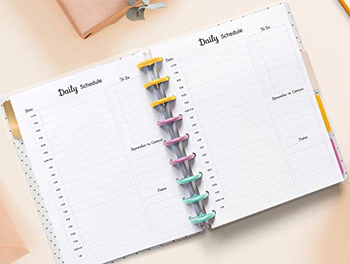 Hourly/Daily Planner Inserts for 9-Disc Planners, Classic Planner Hourly Planner, Pre-punched Planner Inserts, Pre-punched Daily Planner (PLANNER and TABS NOT INCLUDED)