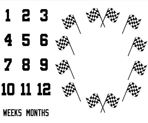 Racing Car Flags Baby Monthly Milestone Blanket, Soft Flannel, 48x40in - size: 48x40in