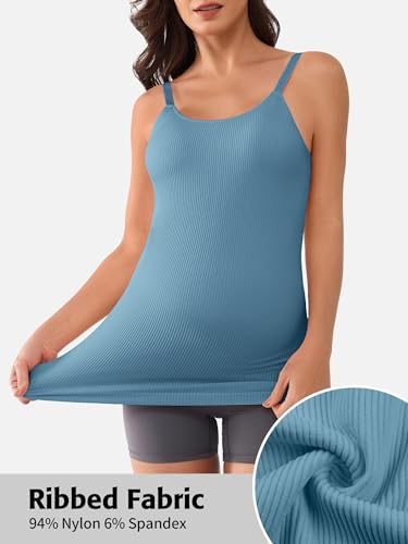 ATTRACO Women's Maternity Tank Tops with Built in Bra Pregnancy Tank - color: A-haze Blue, size: Small