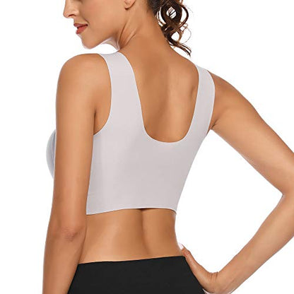 WOWENY Womens Wirefree Seamless Bras Everyday Lounge Bra Sleeping Full Coverage Pullover Bra - color: Grey-1, size: Medium