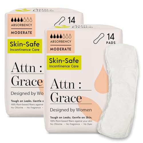 Attn: Grace Moderate Incontinence Pads for Women - Plant-Based, 56 Count - size: 28 Count (Pack of 2)