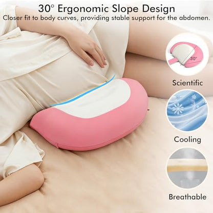 Pregnancy Pillows for Sleeping, Memory Foam Cooling Maternity Wedge Pillow - color: Pink