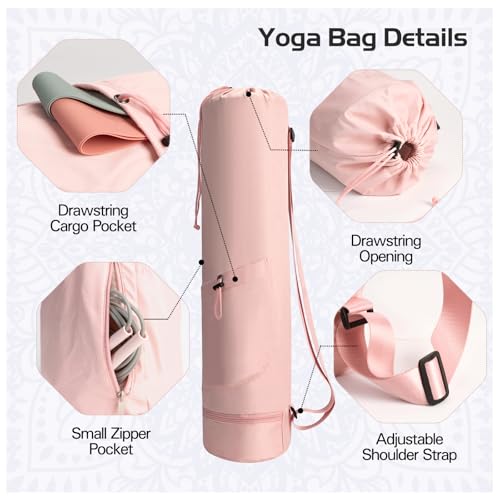 Yoga Mat Bag, Yoga Bag with Adjustable Strap and Pockets - color: Beige