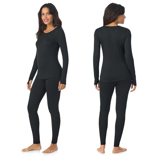 Cuddl Duds Lightweight 2 Piece Active Base Layer Matching Sets for Women - color: Black, size: XX-Small