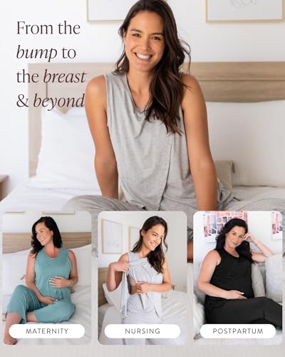 Kindred Bravely Tulip Hem Nursing Pajama Set, Maternity Sleepwear - color: Black, size: X-Large