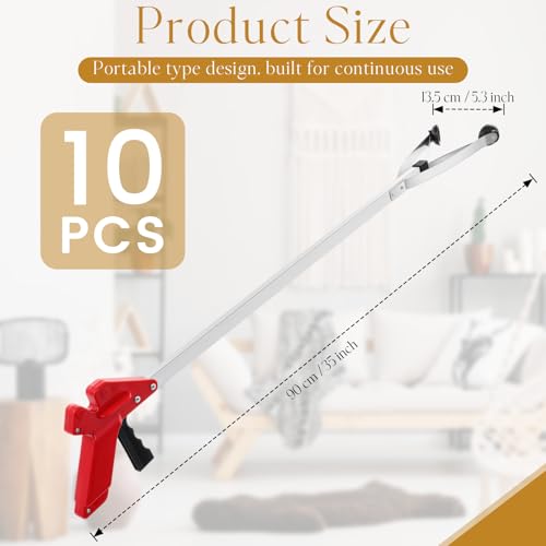 Sabary 10 Pack Suction Cup Trash Picker Grabber Tool,Red,35 Inch - color: Red, size: 35 Inch