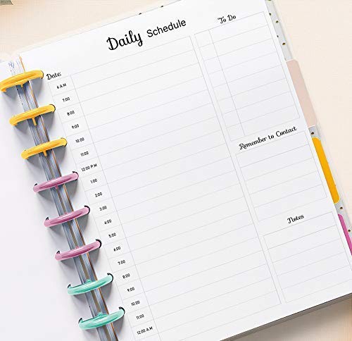 Hourly/Daily Planner Inserts for 9-Disc Planners, Classic Planner Hourly Planner, Pre-punched Planner Inserts, Pre-punched Daily Planner (PLANNER and TABS NOT INCLUDED)
