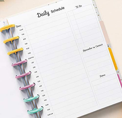 Hourly/Daily Planner Inserts for 9-Disc Planners, Classic Planner Hourly Planner, Pre-punched Planner Inserts, Pre-punched Daily Planner (PLANNER and TABS NOT INCLUDED)