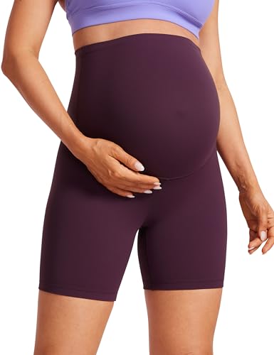 CRZ YOGA Maternity Biker Shorts 6" - color: Deep Purple, size: X-Large