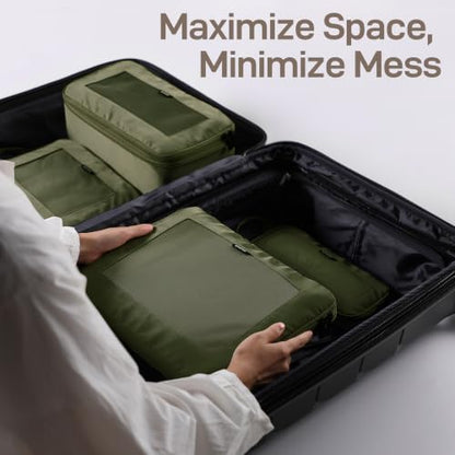 EPICKA TripCozy Compression Packing Cubes, 4 Set, Olive Green - color: Olive Green, size: Set of 4