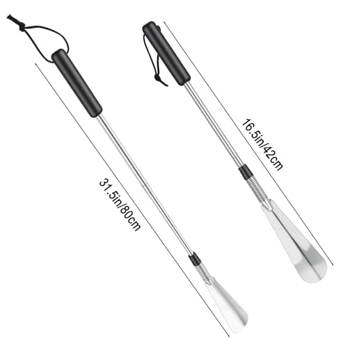 Shoe Horn Long Handle Retractable Aluminum Shoe Horn Folding Portable Adjustable Telescopic Horns for Seniors Men Boots Women