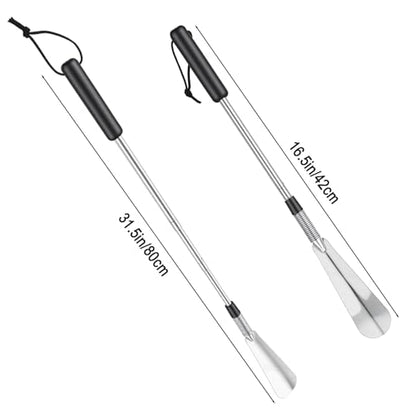 Shoe Horn Long Handle Retractable Aluminum Shoe Horn Folding Portable Adjustable Telescopic Horns for Seniors Men Boots Women