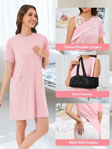 Post Shoulder Surgery Shirts for Women - color: Light Pink, size: XX-Large