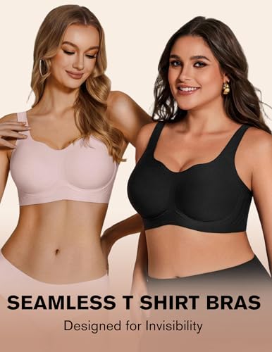 Jelly Bras for Women Plus Size No Underwire Push Up Full Coverage Minimizer Bra Seamless Wireless Bralette - color: Pink, size: Large
