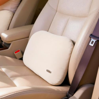 Beige Lumbar Support Pillow for Car Recliner Soft Lower Back Waist Cushion - color: Beige