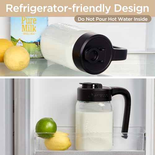 Mason Jar Pitcher, 32 oz (1 quart), Glass Pitcher with Lid - color: Black