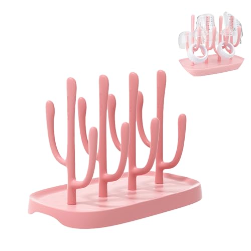 Pink Baby Bottle Drying Rack, Portable Bottle Holder for Baby Accessories - color: Pink