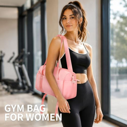 Medium Gym Bag for Women with Yoga Mat Holder Strap, 18L Pink - color: Pink, size: Medium